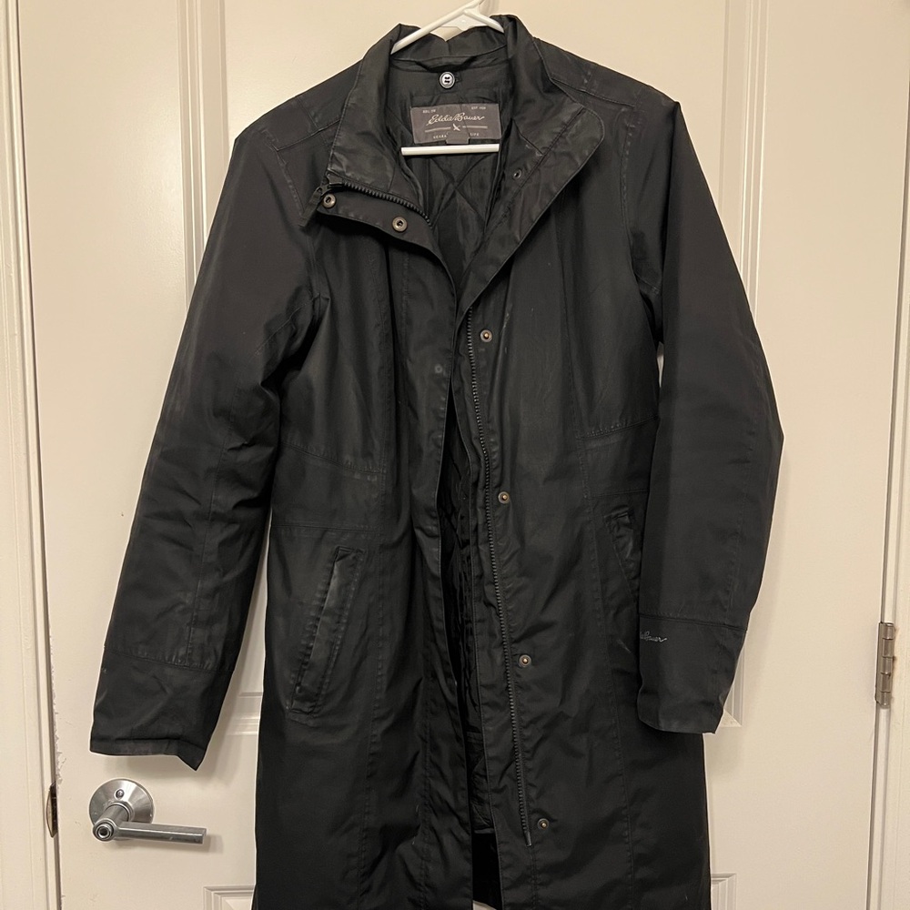 Eddie Bauer Lined Black Trench Coat